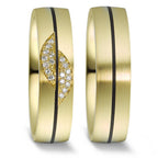 Wedding Ring 14k Yellow Gold, Carbon