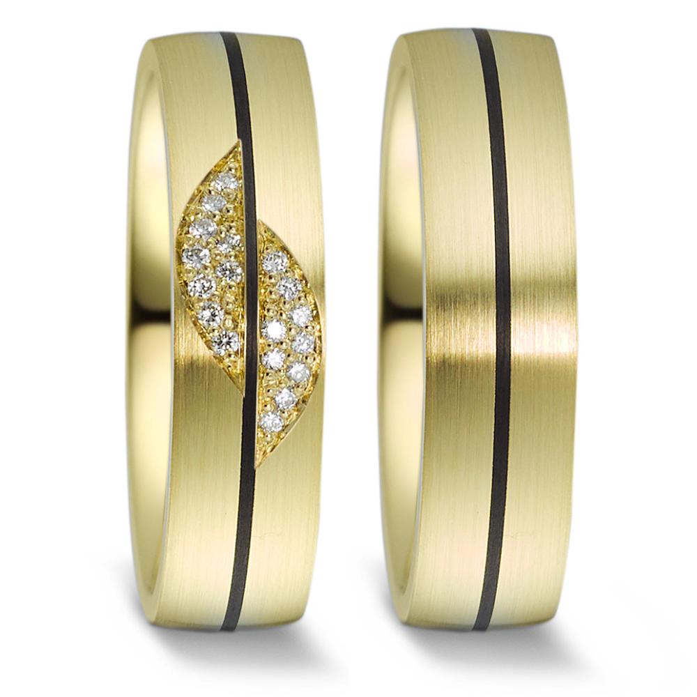 Wedding Ring 14k Yellow Gold, Carbon