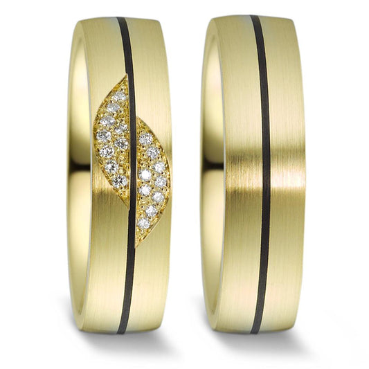 Wedding Ring 14k Yellow Gold, Carbon