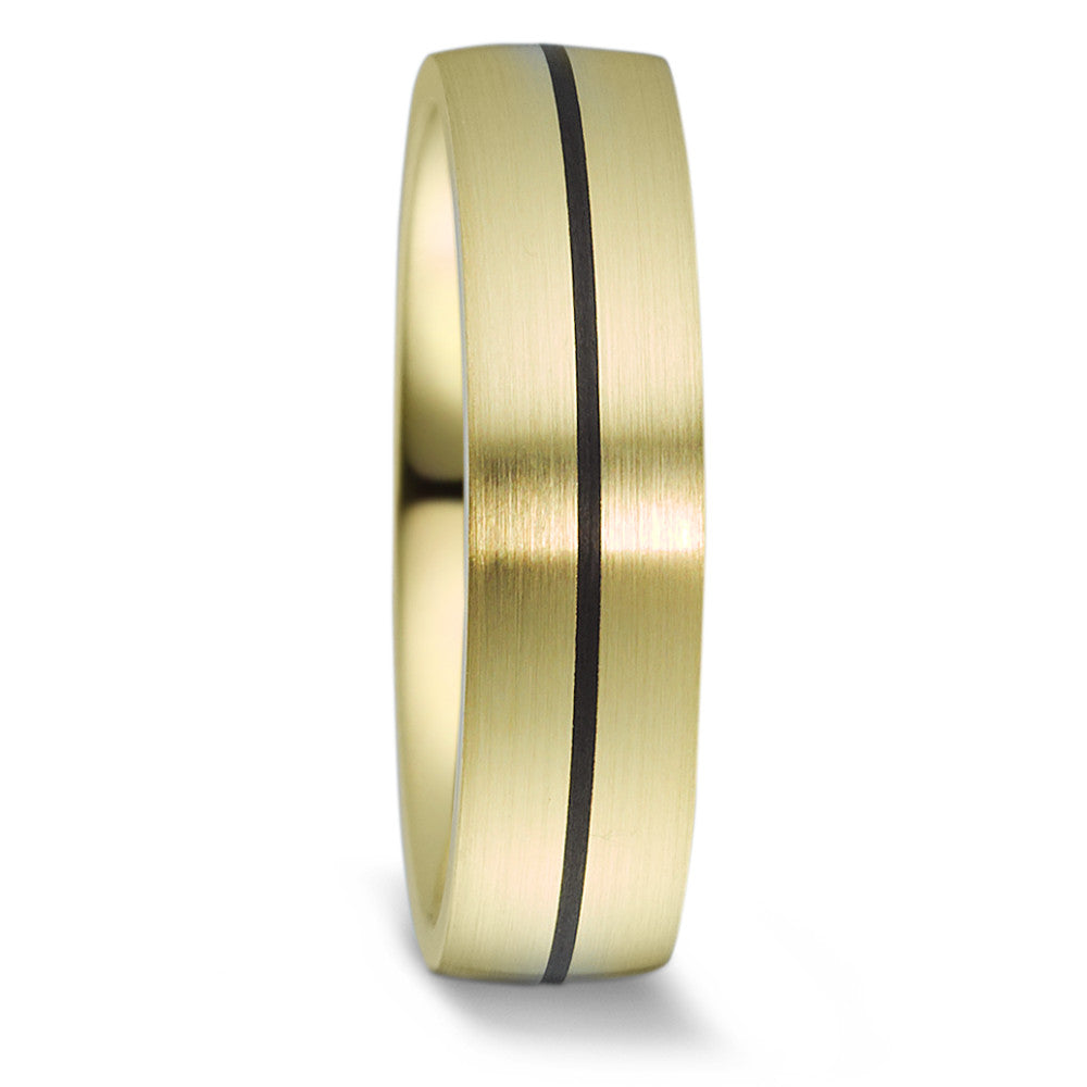 Wedding Ring 14k Yellow Gold, Carbon