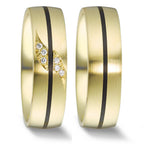 Wedding Ring 14k Yellow Gold, Carbon Diamond 0.048 ct, 6 Stones, w-si