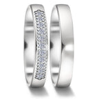 Wedding Ring 18k White Gold Diamond 0.11 ct, 11 Stones, tw-vsi