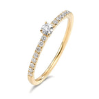 Solitaire ring 18k Yellow Gold Diamond 0.25 ct, 17 Stones, w-si