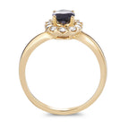 Ring 18k Yellow Gold Sapphire 0.94 ct, Diamond 0.40 ct, 12 Stones, brilliant, w-si