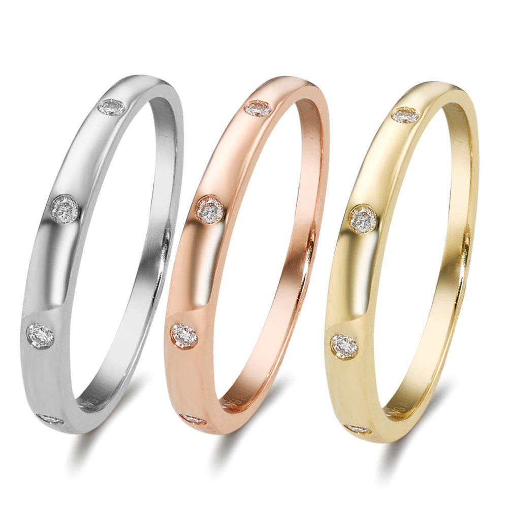 Stacking ring 18k White Gold, 18k Yellow Gold, 18k Red Gold Diamond 0.13 ct, 13 Stones, w-si