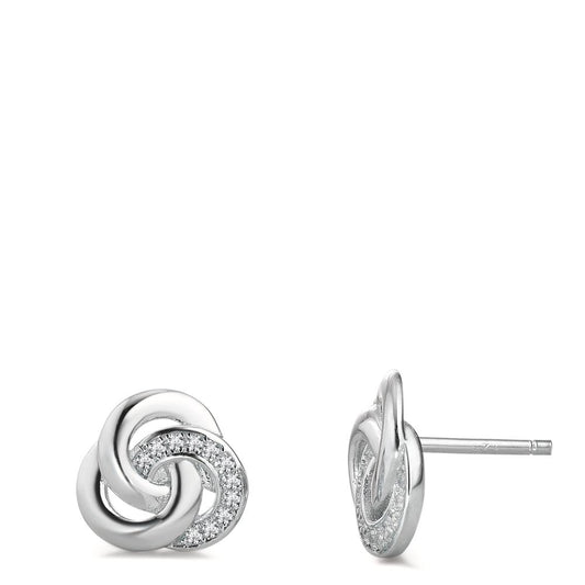 Stud earrings Silver Zirconia Rhodium plated Ø10 mm