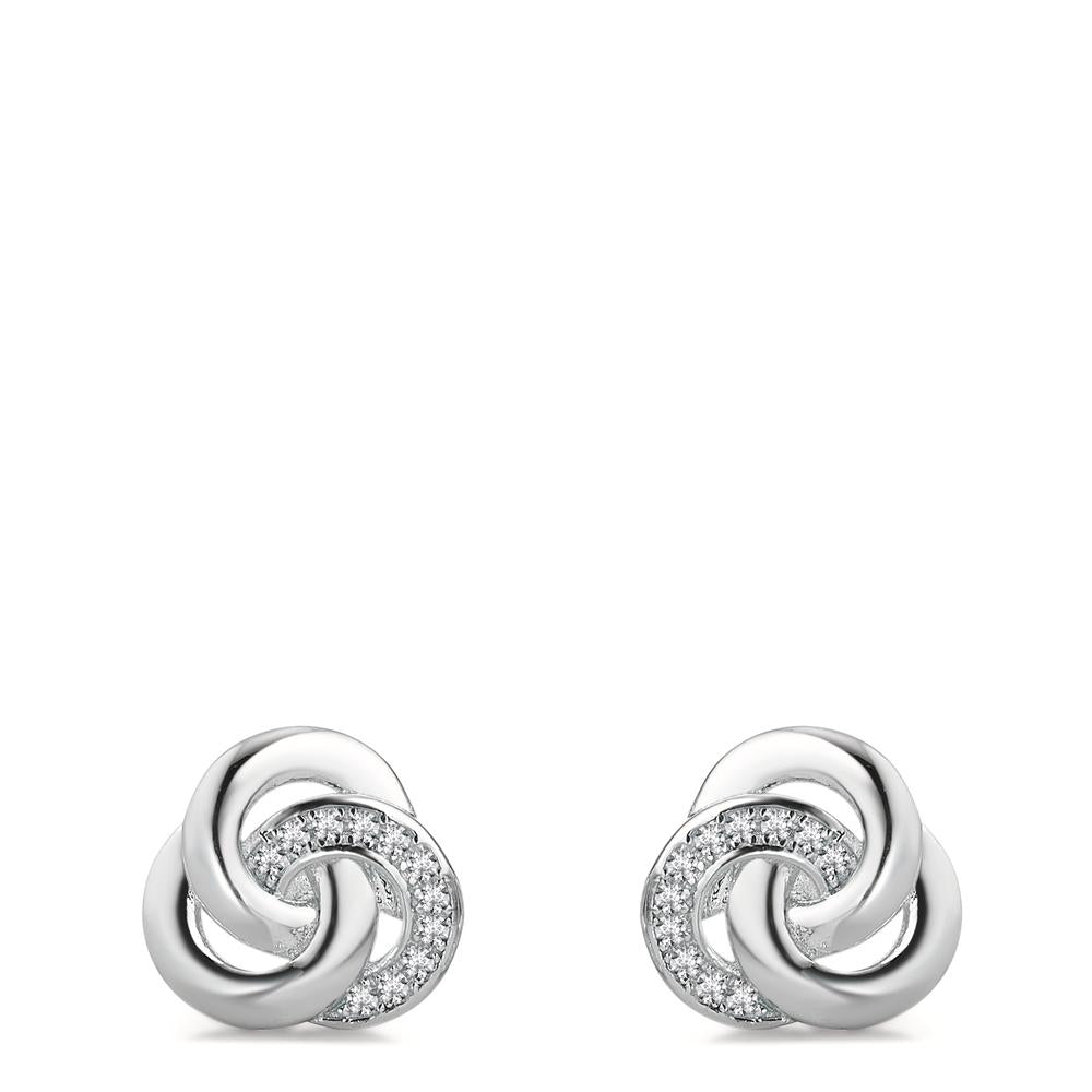 Stud earrings Silver Zirconia Rhodium plated Ø10 mm