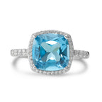 Ring 18k White Gold Topaz Light Blue, Diamond White, 0.20 ct, 42 Stones, w-pi3 Ø11 mm