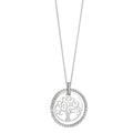 Necklace 18k White Gold Zirconia Tree Of Life 42 cm Ø18 mm