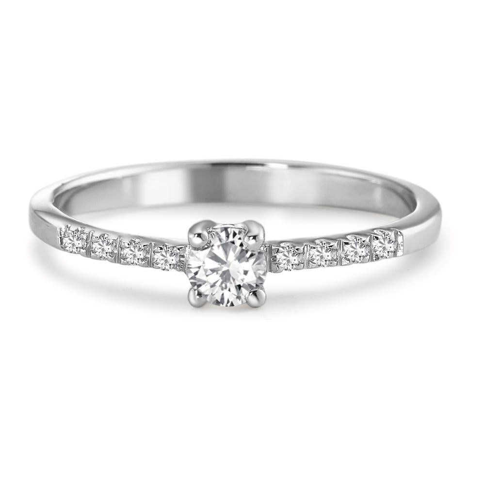 Solitaire ring 18k White Gold Diamond White, 0.04 ct, 8 Stones, brilliant, w-si, Diamond White, 0.20 ct, brilliant, w-si