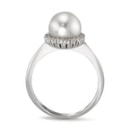 Ring 18k White Gold Diamond 0.18 ct, w-si Freshwater pearl White, 8 mm