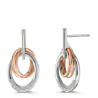 Drop Earrings 18k White Gold, 18k Red Gold Diamond 0.08 ct, 16 Stones, w-si