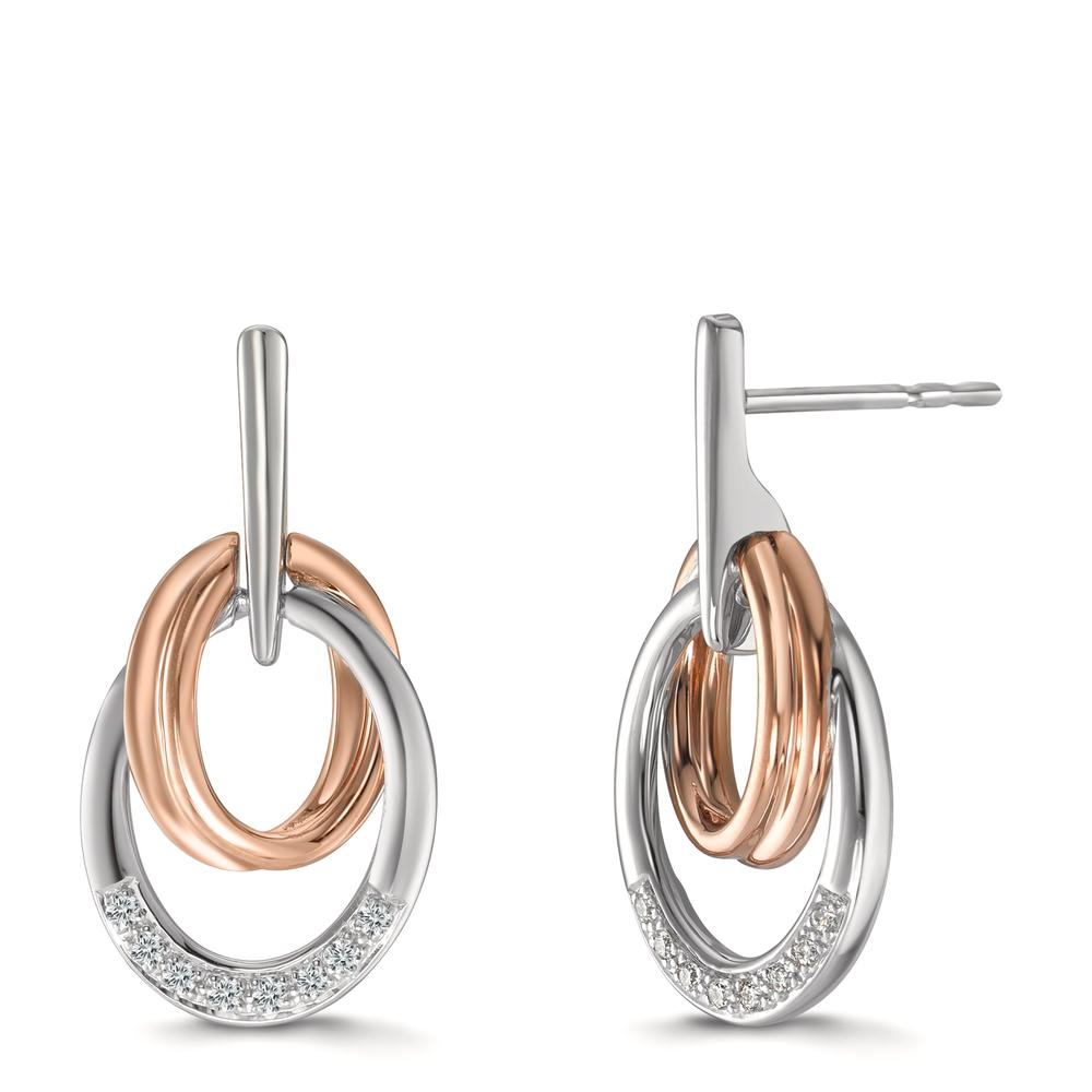 Drop Earrings 18k White Gold, 18k Red Gold Diamond 0.08 ct, 16 Stones, w-si