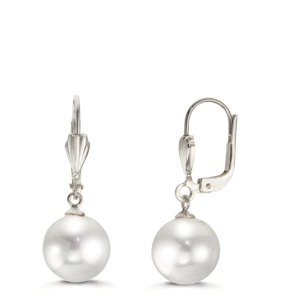 Drop Earrings Hypoallergenic Shining pearls White, 2 Pearls, 10 mm