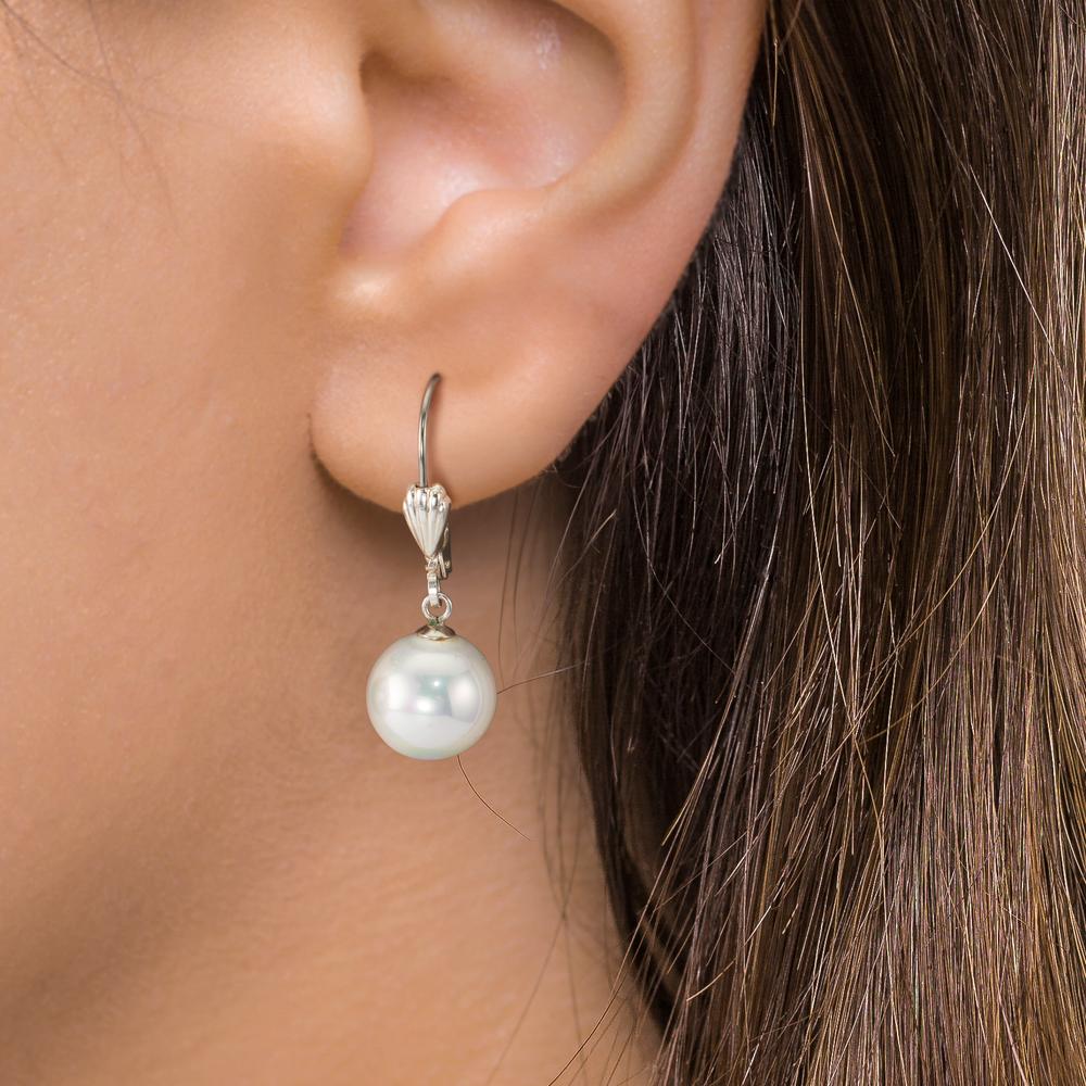 Drop Earrings Hypoallergenic Shining pearls White, 2 Pearls, 10 mm