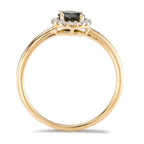 Ring 18k Yellow Gold Tourmaline, Diamond 0.11 ct, 16 Stones, brilliant, w-si
