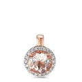 Pendant 18k Red Gold Morganite 1.25 ct, Diamond 0.10 ct, 20 Stones, brilliant, w-si Ø9.5 mm
