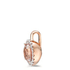 Pendant 18k Red Gold Morganite 1.25 ct, Diamond 0.10 ct, 20 Stones, brilliant, w-si Ø9.5 mm