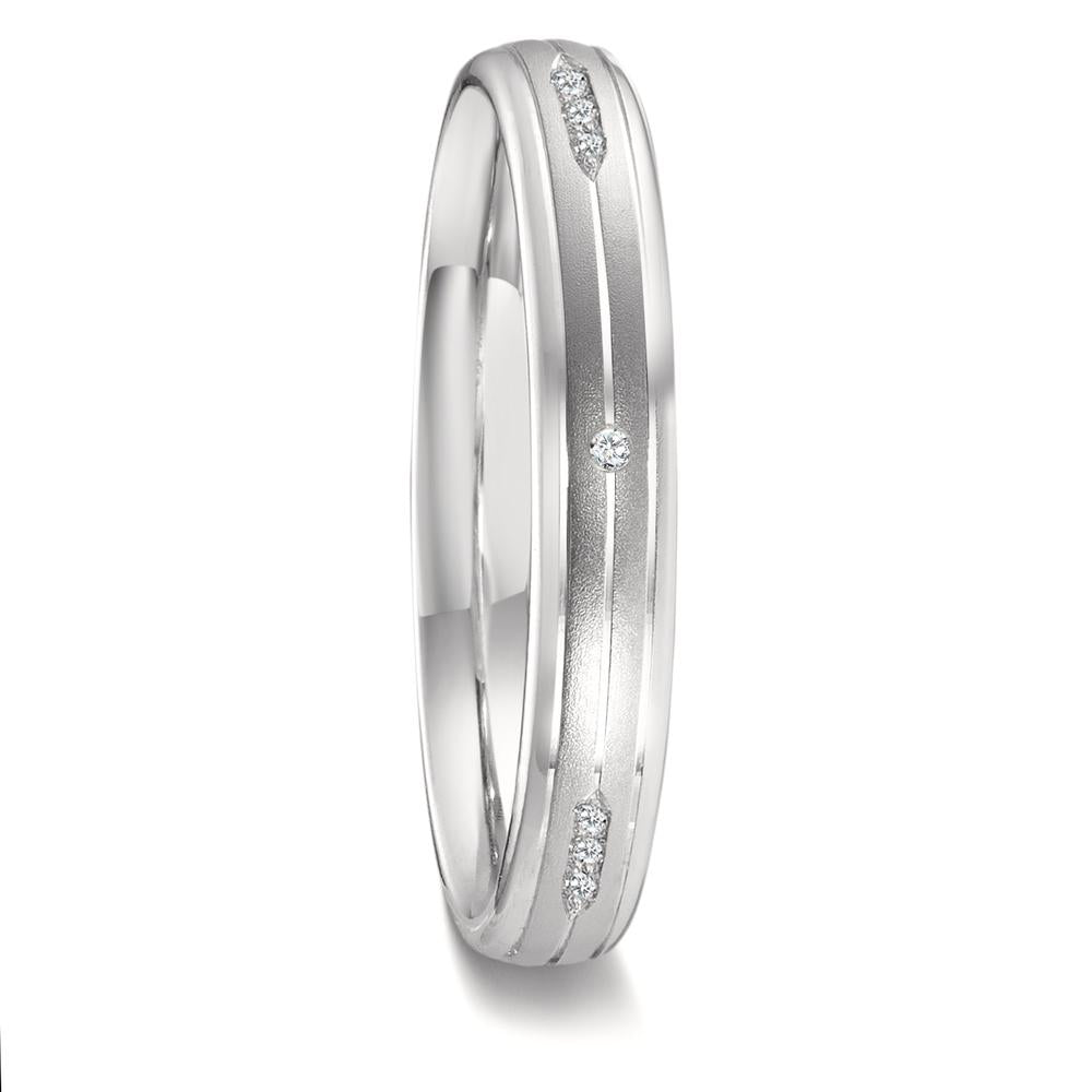 Wedding Ring 18k White Gold Diamond 0.051 ct, 12 Stones, w-vsi