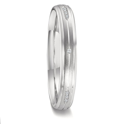 Wedding Ring 18k White Gold Diamond 0.051 ct, 12 Stones, w-vsi