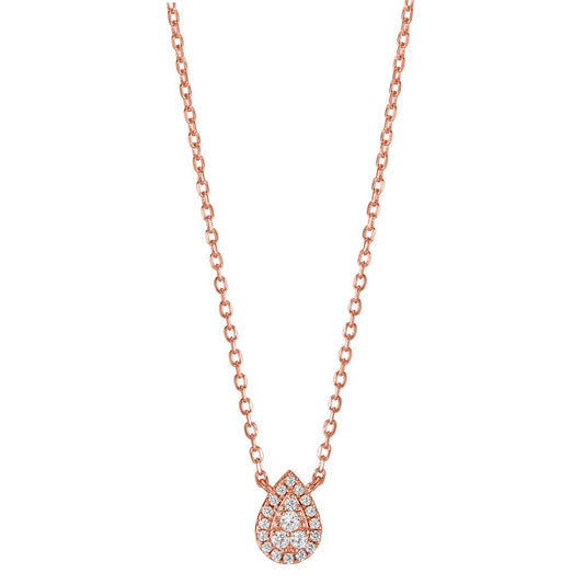 Necklace Silver Zirconia Rose Gold plated 39-44 cm