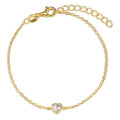 Bracelet Silver Zirconia Yellow Gold plated Heart