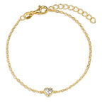 Bracelet Silver Zirconia Yellow Gold plated Heart