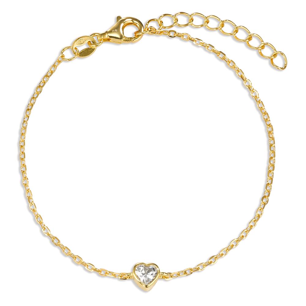 Bracelet Silver Zirconia Yellow Gold plated Heart