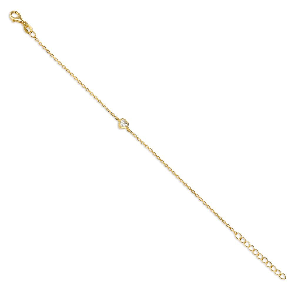 Bracelet Silver Zirconia Yellow Gold plated Heart