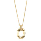 Necklace with pendant Silver Zirconia 33 Stones Yellow Gold plated 40-45 cm