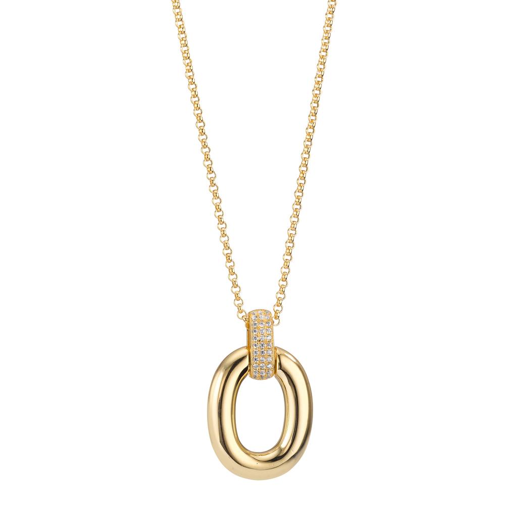 Necklace with pendant Silver Zirconia 33 Stones Yellow Gold plated 40-45 cm