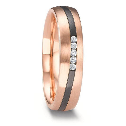 Wedding Ring 14k Rose Gold, Zirconium Diamond 0.075 ct, 5 Stones, w-si