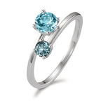 Ring 9k White Gold London Blue Topaz 2 Stones