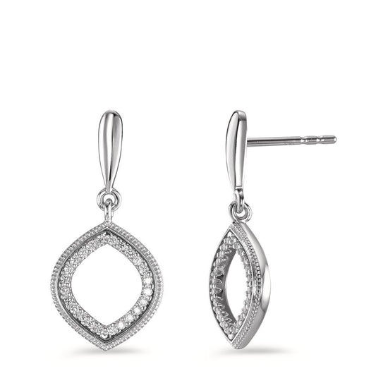 Drop Earrings 18k White Gold Diamond 0.15 ct, 48 Stones, brilliant, w-si