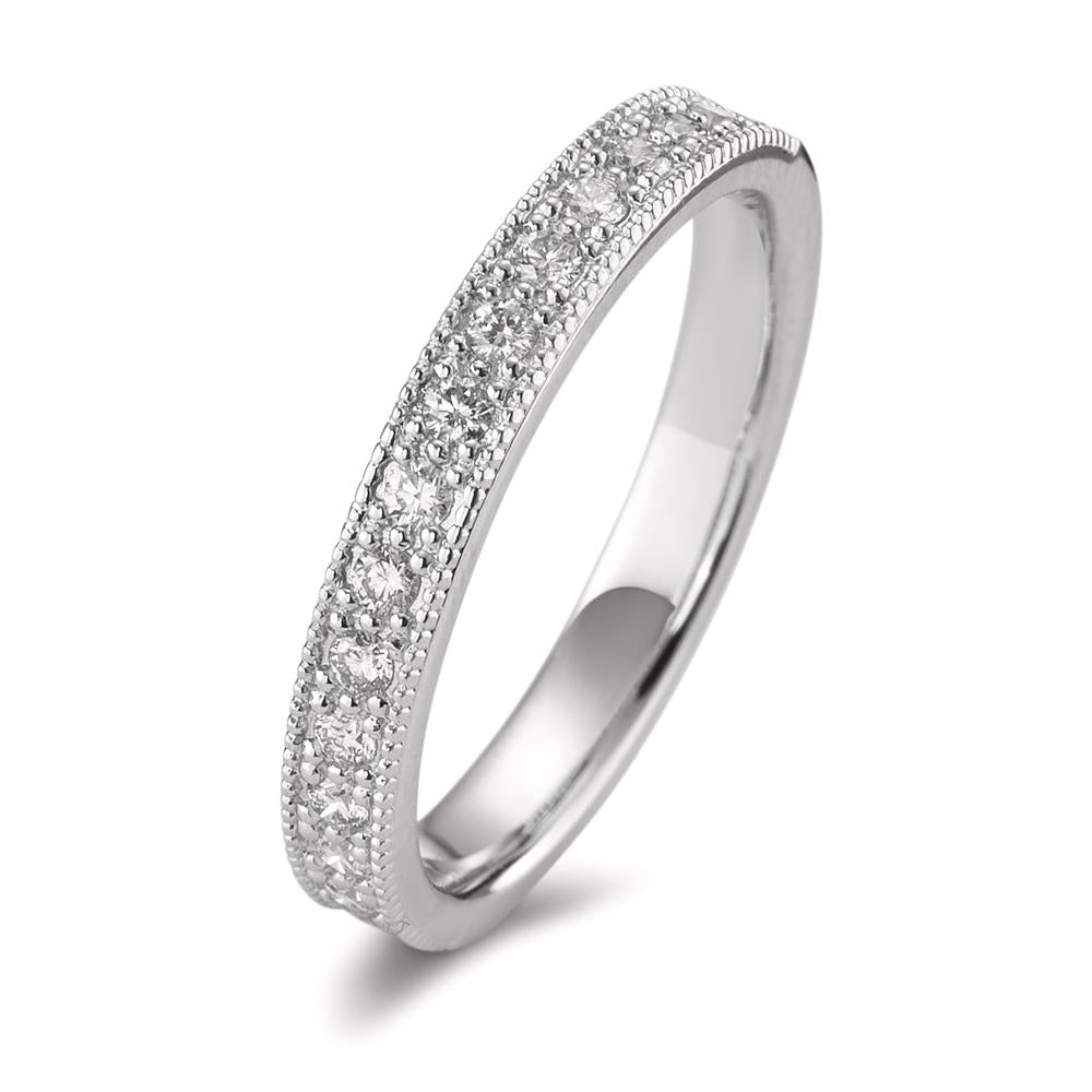 Memory ring 18k White Gold Diamond 0.25 ct, 15 Stones, brilliant, w-si