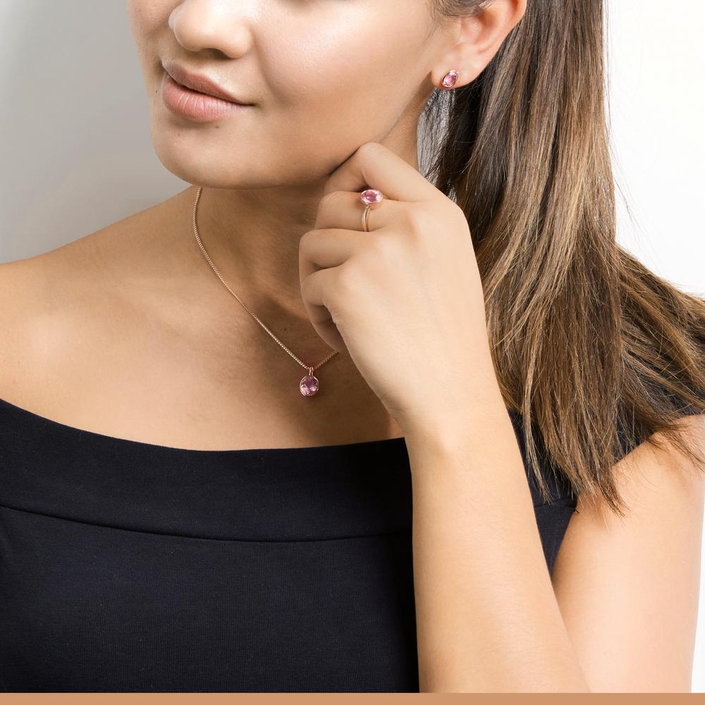 Ring 18k Red Gold Morganite Champagne, oval