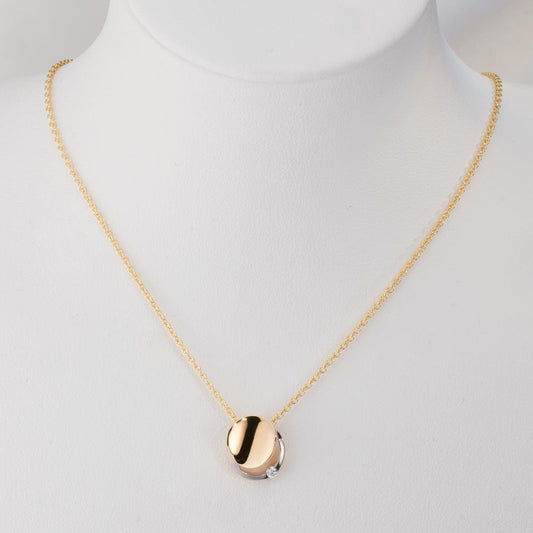 Pendant 9k Yellow Gold Zirconia Bicolor Ø10 mm