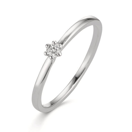 Solitaire ring Platinum 950 Diamond White, 0.07 ct, brilliant, w-si