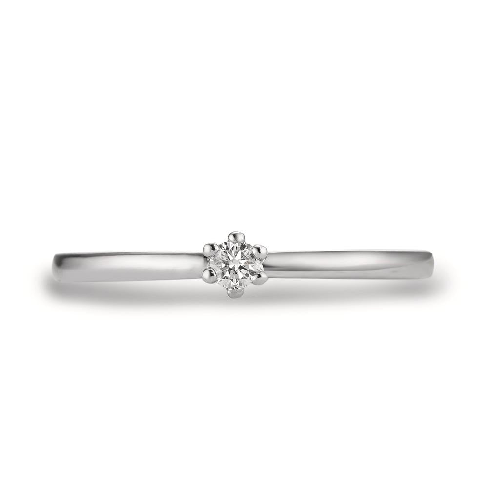 Solitaire ring Platinum 950 Diamond White, 0.07 ct, brilliant, w-si