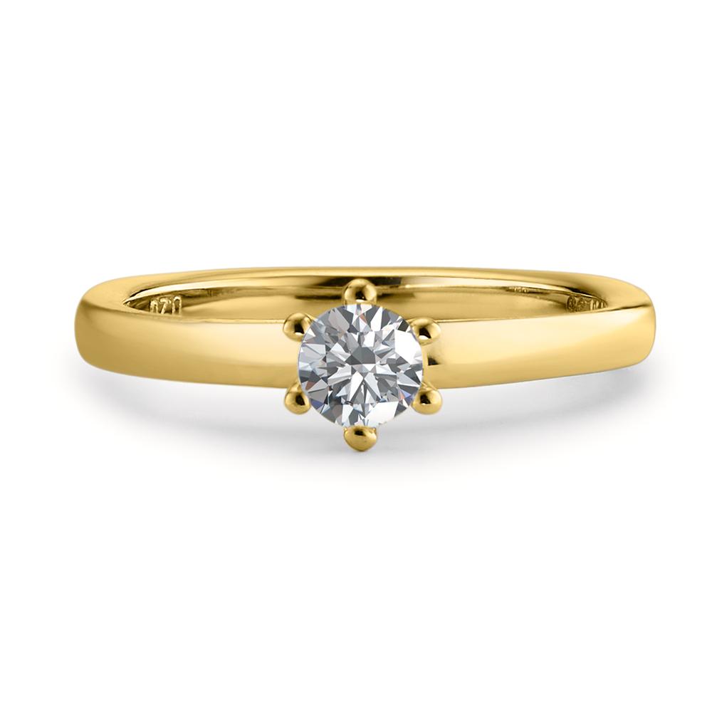 Solitaire ring 18k Yellow Gold Diamond White, 0.20 ct, brilliant, w-si