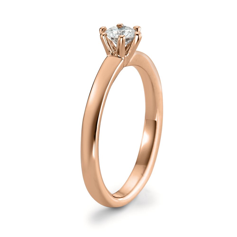 Solitaire ring 18k Red Gold Diamond White, 0.20 ct, brilliant, w-si