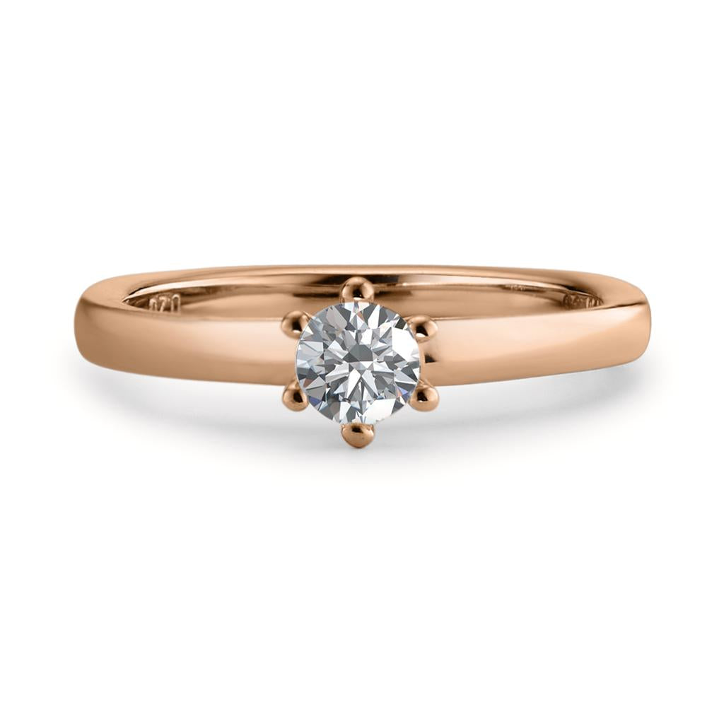 Solitaire ring 18k Red Gold Diamond White, 0.20 ct, brilliant, w-si