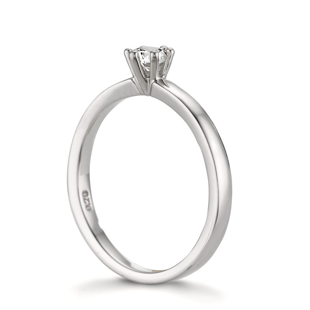 Solitaire ring Platinum 950 Diamond White, 0.20 ct, brilliant, w-si