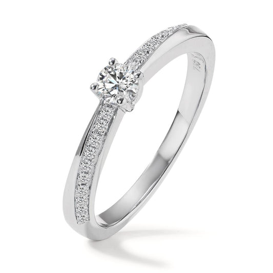 Solitaire ring 18k White Gold Diamond 0.25 ct, 21 Stones, w-si