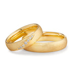 Wedding Ring 18k Yellow Gold Diamond 0.066 ct, 7 Stones, tw-vsi