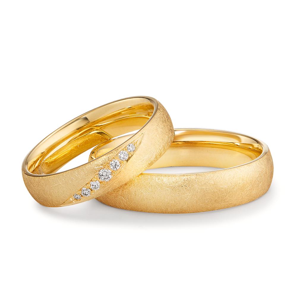 Wedding Ring 18k Yellow Gold Diamond 0.066 ct, 7 Stones, tw-vsi