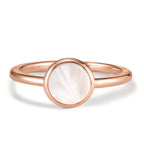 Ring Silver Gold plated Mother of pearl White Ø7.5 mm