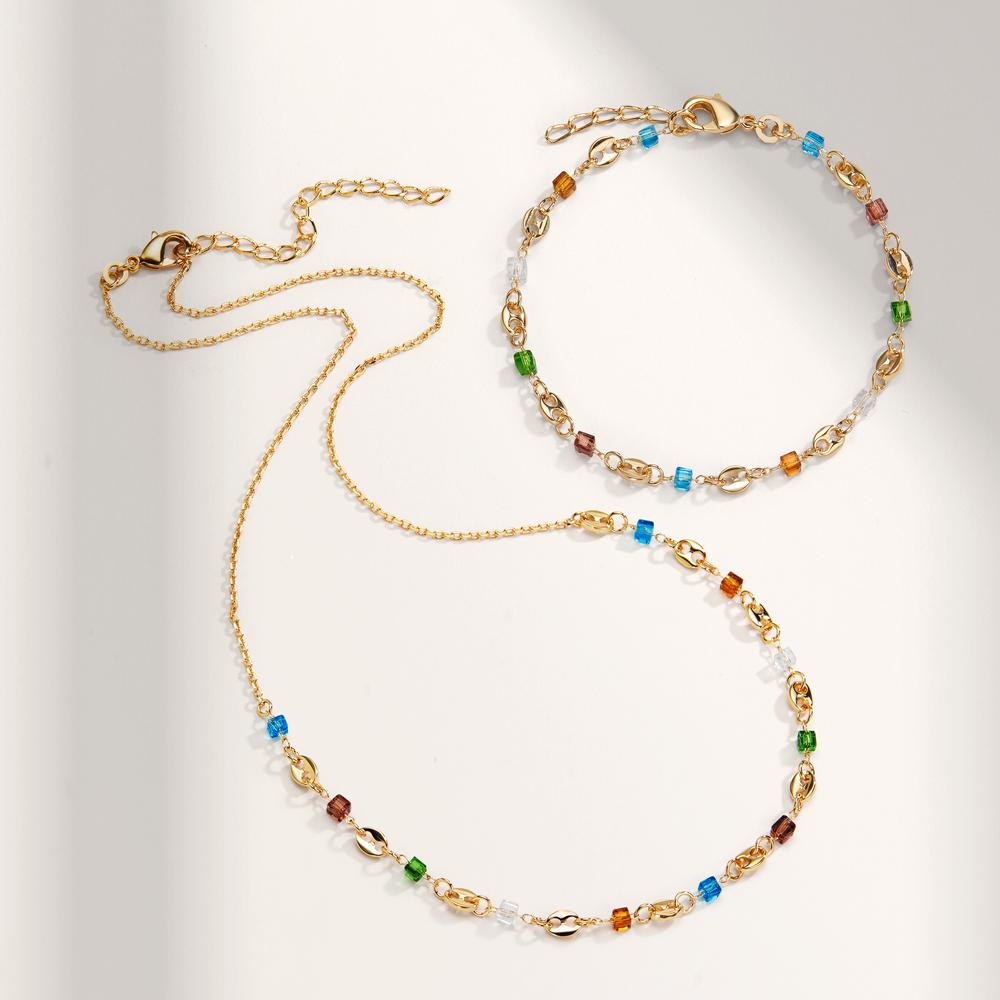 Bracelet Bronze Crystal Colorful, 11 Stones Gold plated