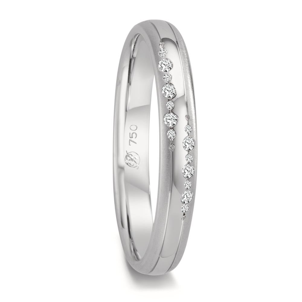 Wedding Ring 18k White Gold Diamond 0.064 ct, 14 Stones, w-vsi
