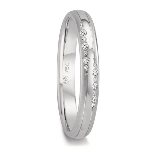 Wedding Ring 18k White Gold Diamond 0.064 ct, 14 Stones, w-vsi